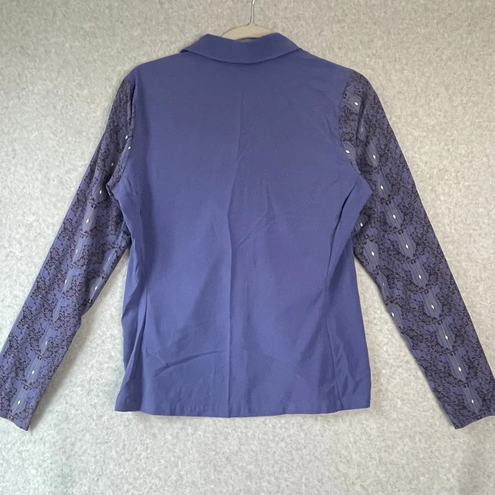 Nike Golf Dri Fit Long Sleeve Polo Top Women's Medium Indigo